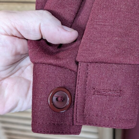 Mynette Long Sleeve Dress w/ Belt Elegant Burgundy Size 12 - Picture 4 of 13